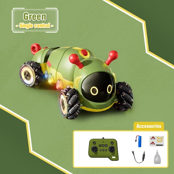 RC Stunt Car Toy for Kids, 2.4Ghz Remote Control Twist Cars with Light&Spray&Insect Sound, 4WD All-Terrain Off-Road Vehicle