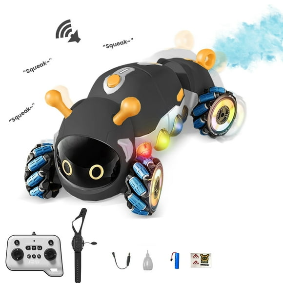 RC Stunt Car for Kids - Intelligent Remote Control Car with Lights & Spray for Boys Ages 3+(Dual Control-Gray)