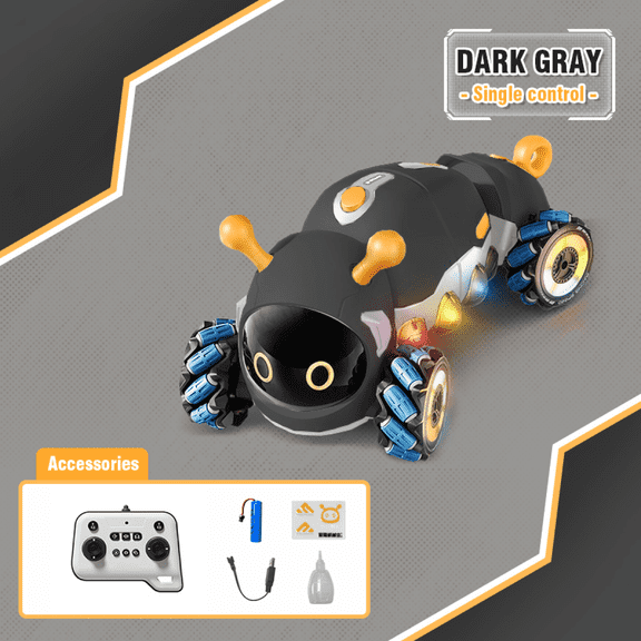 RC Stunt Car for Kids - Intelligent Remote Control Car with Lights & Spray for Boys Ages 3+(Single Control-Gray)
