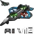 thumbnail image 1 of RC Stunt Fighter Jet Toy with 360° Flips & LED Lights, Christmas Remote-Controlled Foam Airplanes Toy, Rechargeable Hovering Fighter Helicopter, for Beginners (Blue+1 Battery), 1 of 8