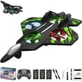 thumbnail image 1 of RC Stunt Fighter Jet Toy with 360° Flips & LED Lights, Christmas Remote-Controlled Foam Airplanes Toy, Rechargeable Hovering Fighter Helicopter, for Beginners (Green+3 Batteries), 1 of 8