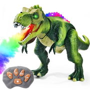 RC T-Rex Dinosaur Toy with LED Lights, Mist Spray & Realistic Sounds, Remote Control Dinosaur Gift for Kids
