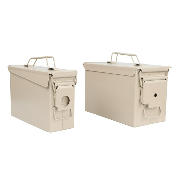 Redneck Convent Metal Ammo Storage Box 2pk - Tan .30 and .50 Cal Locking Can
