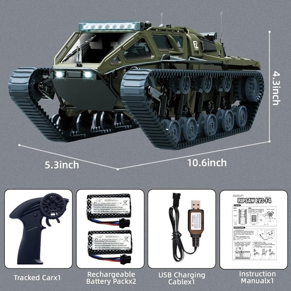 RC Tank 2.4Ghz Remote Control Car Military Crawler, 1:16 Scale Off Road RC Tracked Army Vehicle Model Tank Toy with 2 Batteries,All-Terrain Drifting Car with Lights, Great Gift for Boys