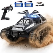 RC Tank Car, 112 Remote Control Crawler High Speed Tank, 2.4Ghz RC Rock Crawler Off-Road 4WD with 2 Battery, Military Truck Toy for Adults and Kids