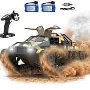 RC Tank Car, 112 Remote Control Crawler High Speed Tank, 2.4Ghz RC Rock Crawler Off-Road 4WD with 2 Battery, Military Truck Toy for Adults and Kids