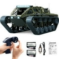 thumbnail image 1 of RC Tank Car, 1:16 Remote Control Crawler Drift Tank, 2.4Ghz RC Rock Crawler Off-Road 4WD 360°Rotating Drifting Car with 2 Batteries, Military Truck Toy for Adults and Kids, 1 of 7
