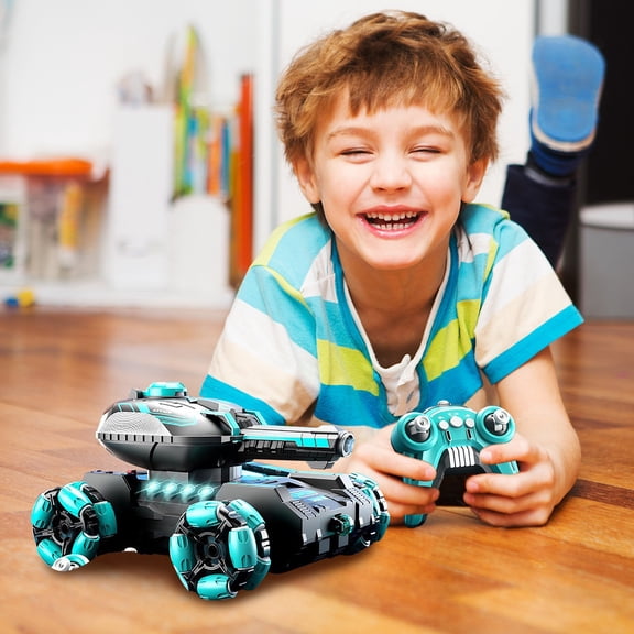 RC Tank Shoots Water Bullets,2.4Ghz Remote Control Car Toys Monster Truck with LED Light Realistic Sounds & Music Rear Fog Stream 2 Rechargeable Batteries,Christmas Gifts for Grandkids(Light Green)