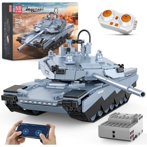 RC Tank WW2 Abrams-X Building Sets, 20036 Military Vehicles Building Kits, Army Tank Model Construction with APP/Remote Control, Collectible Model Tanks Sets for
