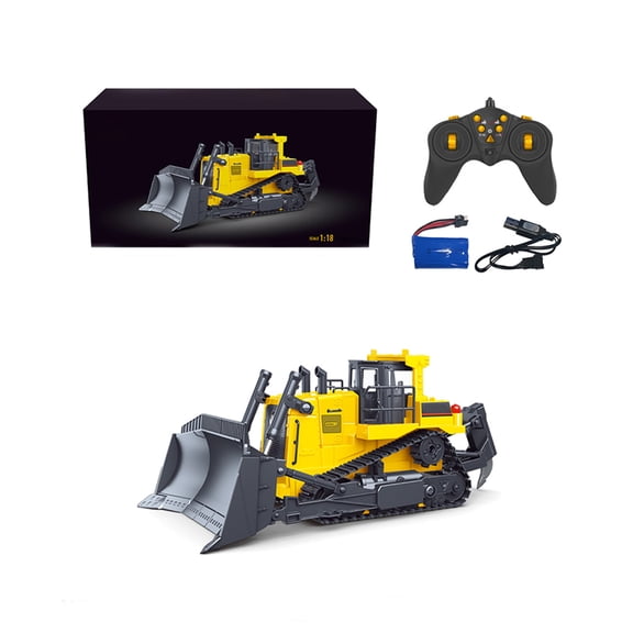 RC Tracked Bulldozer, 1:16 Remote Control Construction Vehicle, 11CH 2.4GHz, Blade & Ripper, Rechargeable RC Car with LED Lights & Sound, Heavy Duty Hobby Gift