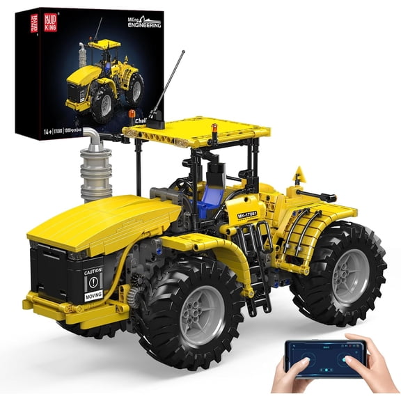 RC Tractor Building Toys, 1300 Pieces 4x4 Tracked Tractor Building Sets for Adults Age 14+, Construction Vehicle Model Blocks Kit Creative Gift