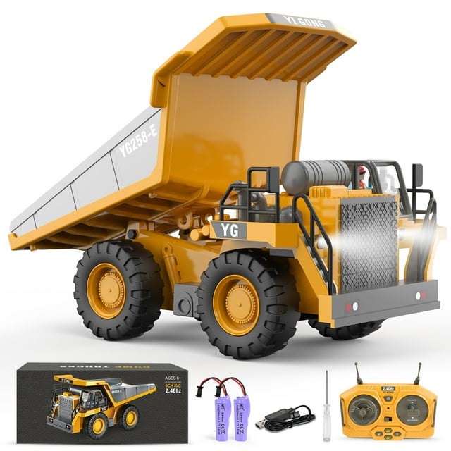 RC Truck for Boys,Remote Control Dump Truck, Construction Vehicles Toy