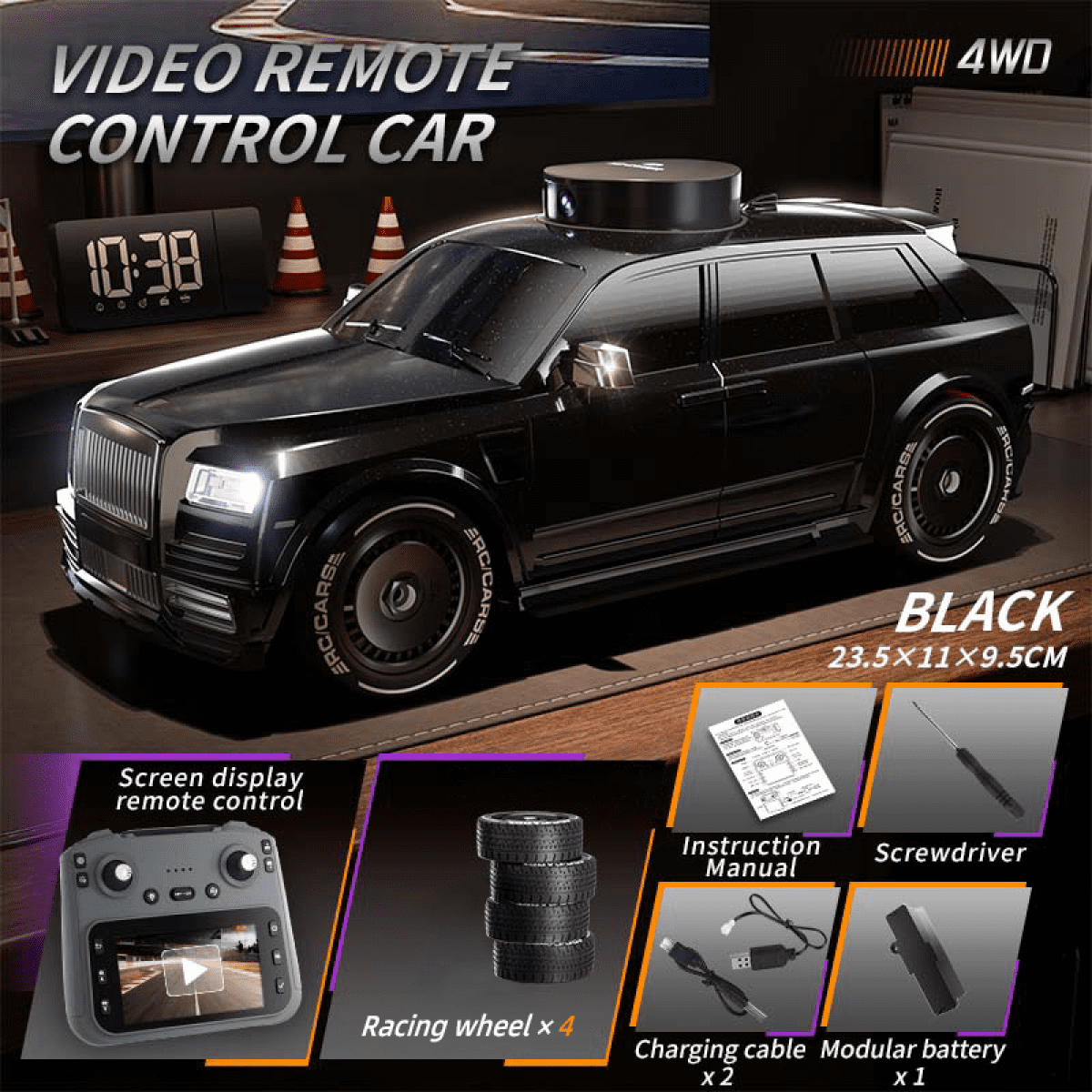 RC Truck with 720P Camera for Adults, Remote Control Car with Real-time View Transmission for Ages 14+ Birthday Gifts(Black)