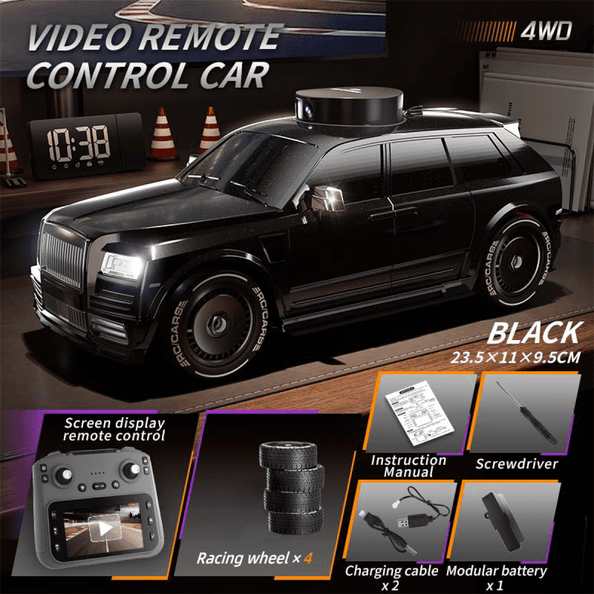RC Truck with 720P Camera for Adults, Remote Control Car with Real-time View Transmission for Ages 14+ Birthday Gifts(Black)