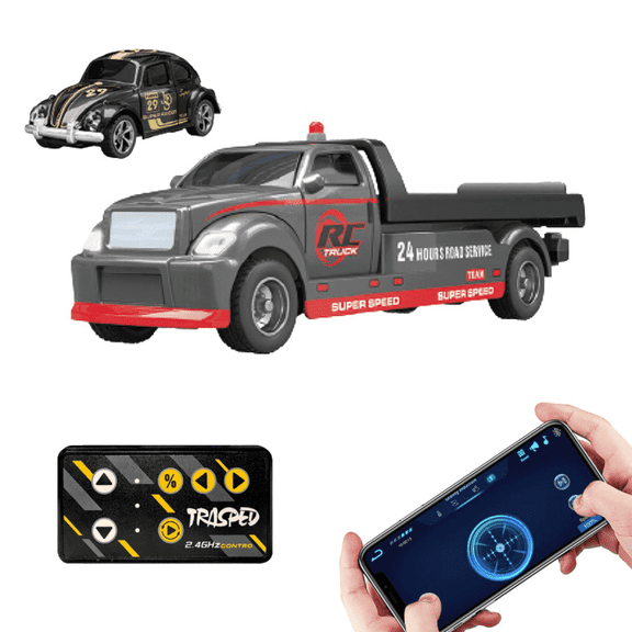 RC Truck with Mini Race Car for Kids, 2.4G Remote Control Car with Lights for Boys Girls Christmas Birthday Gifts