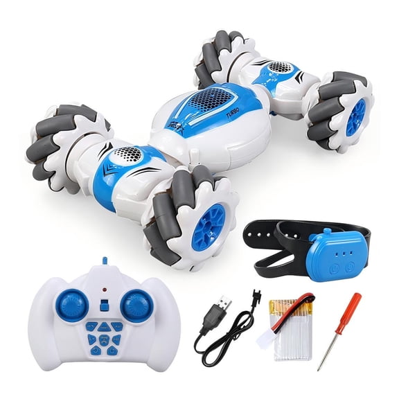 RC Twist Stunt Car with Mecanum Wheels, 4WD Omnidirectional Drift Racer, 2.4GHz Remote Control with Watch Gravity Sensing, 360 Spin, Gift for Adults