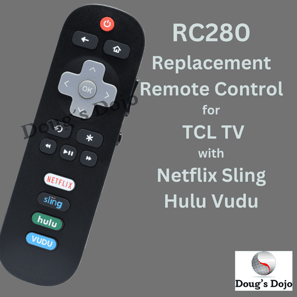 WM RC280 Replacement Remote Control for Roku TCL TV with Netflix Sling Hulu Vudu Keys
