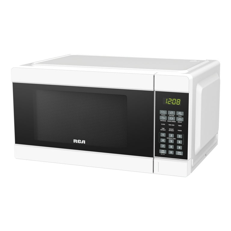 RCA 1.1 Cu. ft. Countertop Microwave Oven with Glass Turntable 1 000 Watts White RMW1132 WHITE New Walmart