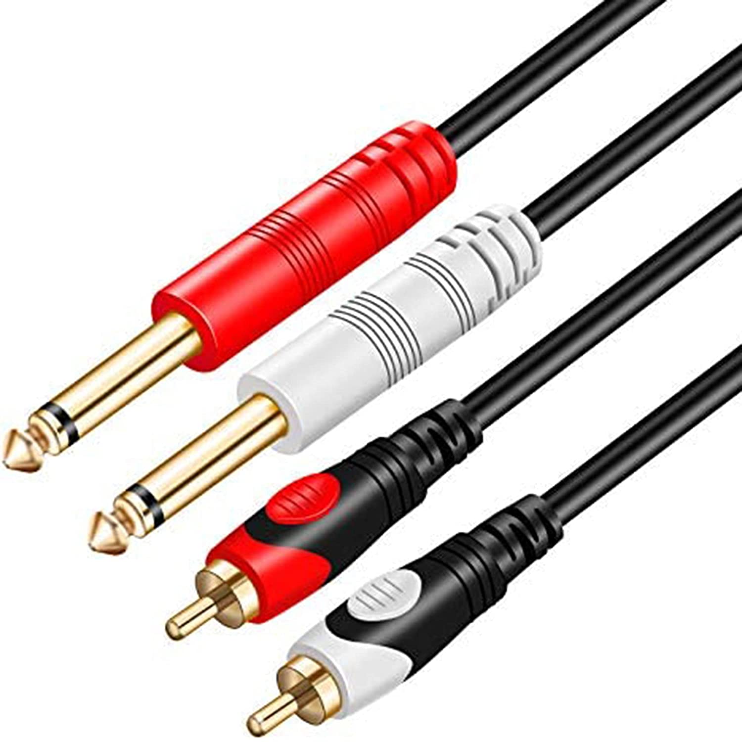RCA to 1/4 Cable 10Ft,Dual 1/4 inch 2 x 6.35mm TS Mono Male Jack to