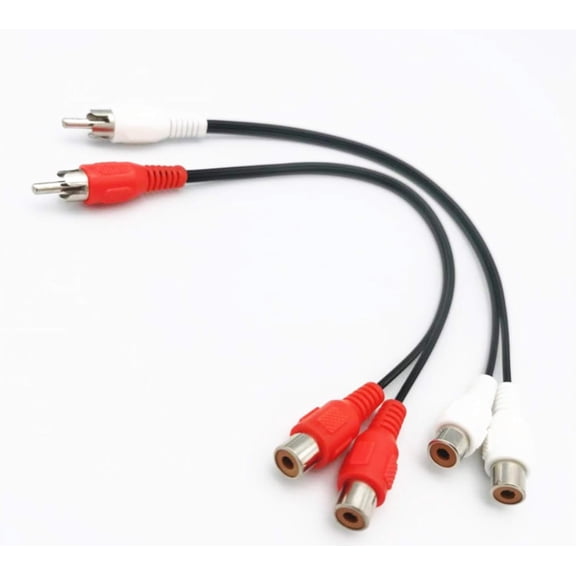 RCA 1 Male to 2 Female Y Splitter Stereo Audio Cable - 2-Pack Subwoofer Extension Cord