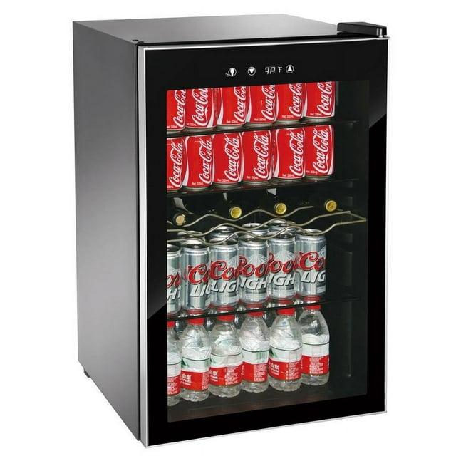 RCA 110 Can & 4 Bottle Beverage Center Refrigerator and Wine Cooler, (RMIS1530), Black