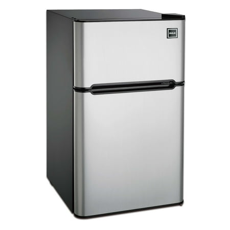 RCA RFR836 3.2 Cu Ft 2 Door Fridge and Freezer, Stainless Steel