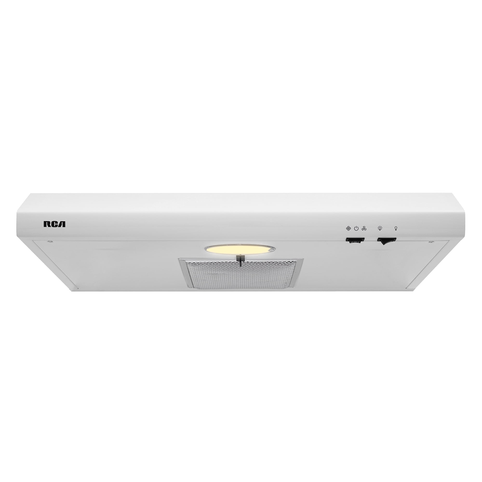 RCA 30 in. Century Collection Ductless 160 CFM Under Cabinet Range Hood, Reusable Filter, Light, White
