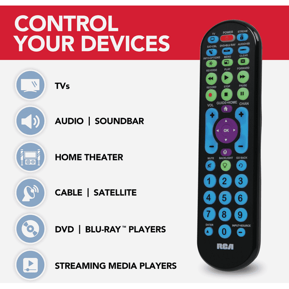 RCA 5-Device Universal Remote Control - Pack of 2 Residential Use, Standard Application