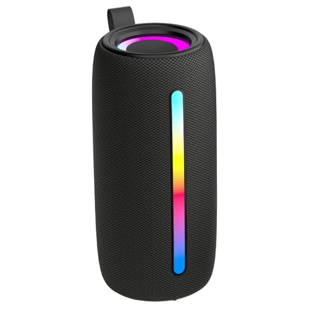 RCA 5-Watt FLEX-4 Mini Bazooka Portable Bluetooth Flame Party Speaker with TWS, Sound FX, USB/microSD Card/Aux, FM, up to 6 Hours Play Time , Black