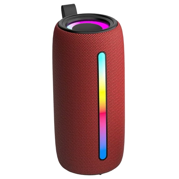 RCA 5-Watt FLEX-4 Mini Bazooka Portable Bluetooth Flame Party Speaker with TWS, Sound FX, USB/microSD Card/Aux, FM, up to 6 Hours Play Time , Red