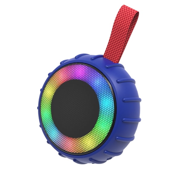 RCA 5-Watt Flame-101 Viper Mini Portable Bluetooth Party Speaker with TWS, RGB Lights, USB/microSD Card/Aux, FM Radio, up to 3 Hours Play Time, Blue