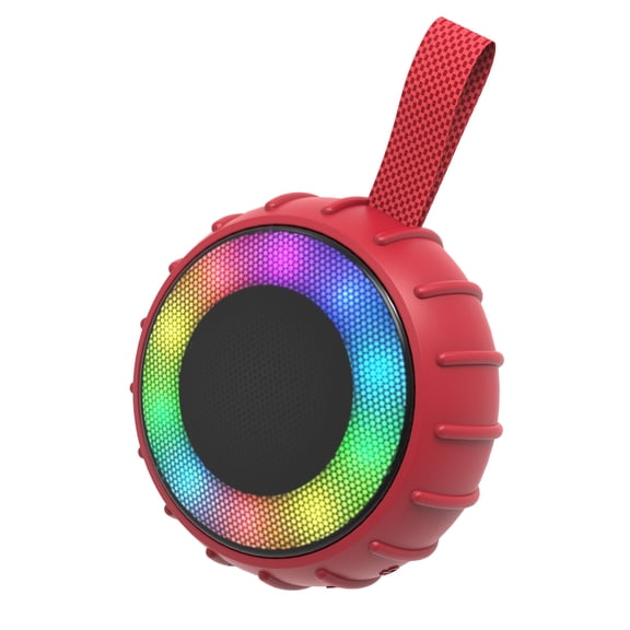 RCA 5-Watt Flame-101 Viper Mini Portable Bluetooth Party Speaker with TWS, RGB Lights, USB/microSD Card/Aux, FM Radio, up to 3 Hours Play Time, Red