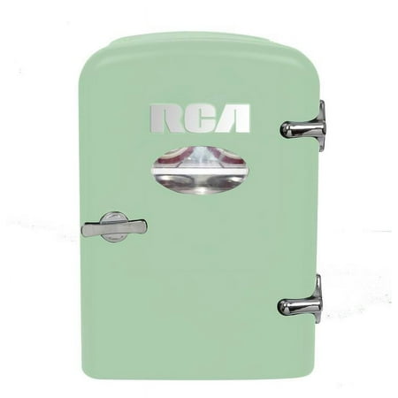 RCA 6-can Capacity Retro Mini Fridge, Mint, Compact Design