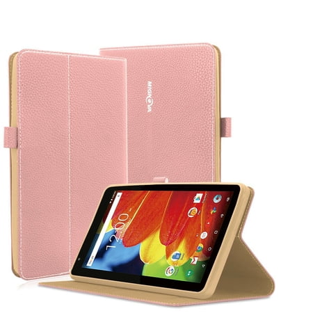 RCA 7 Voyager Case ,Mignova Premium PU Leather Folding Stand Folio Cover Multi-Angle Viewing Folio Case for RCA Voyager II 7 / RCA Voyager 7 (2017 Newest) / RCA 7 Voyager Pro Tablet(Rose Gold)
