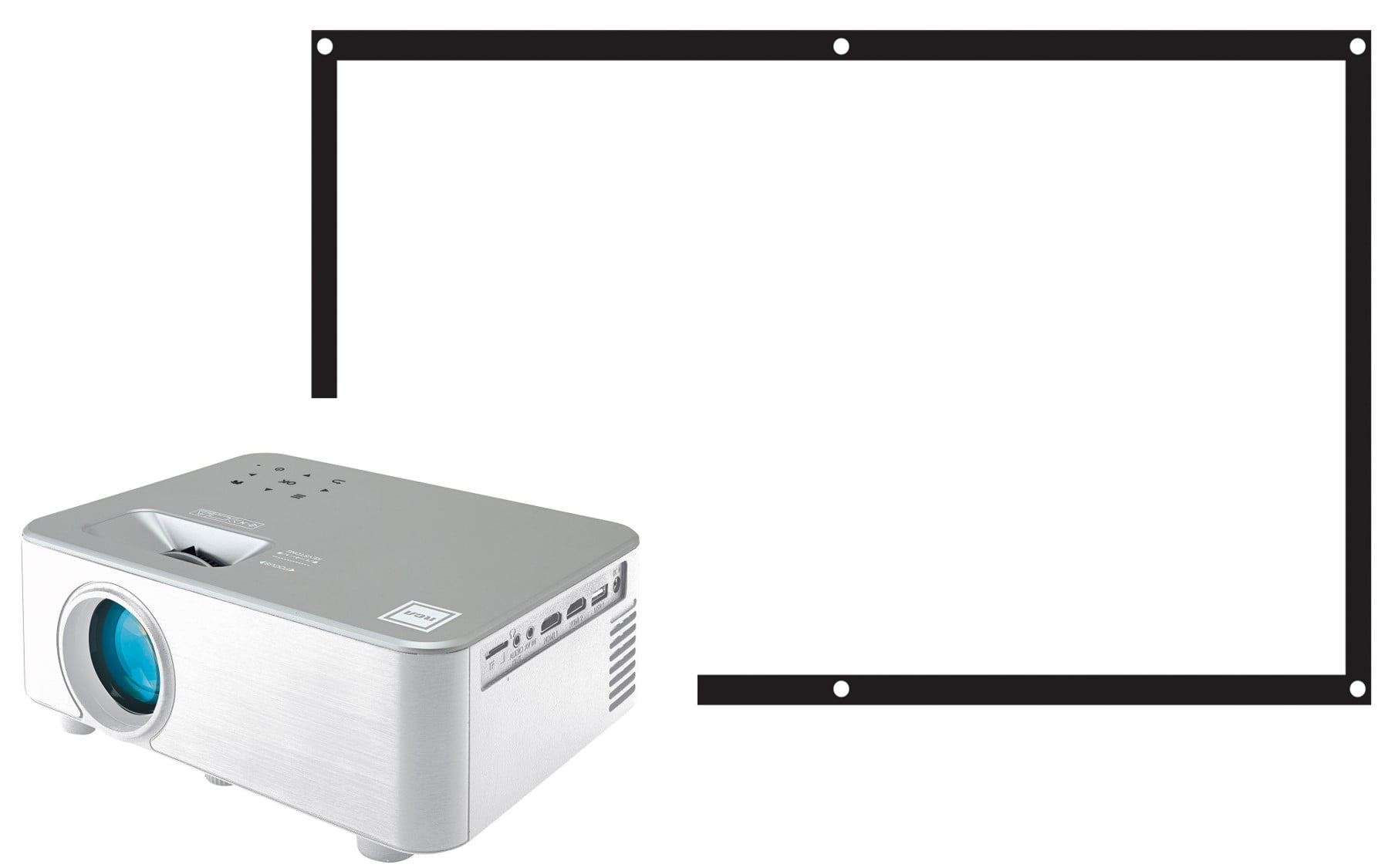 RCA 720p Home Theater Projector with 100" Screen, White,