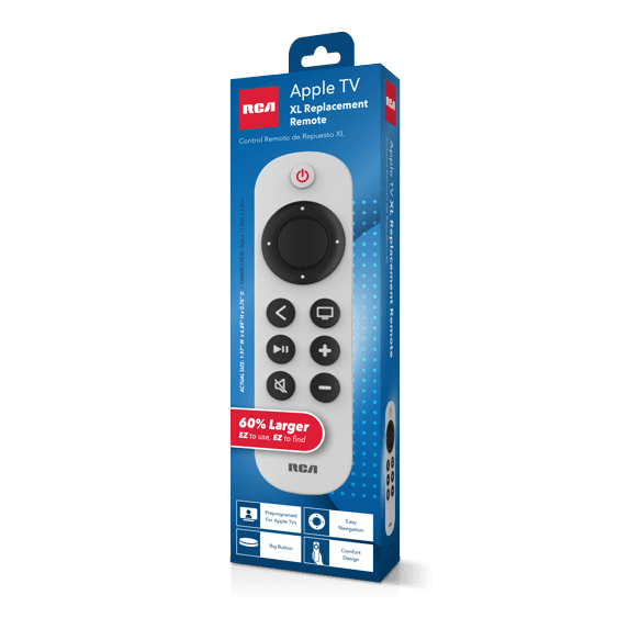 RCA APPLE TV Extra Large Replacement Remote (2 AAA Batteries Sold Separately)