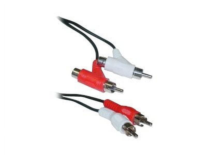 RCA Audio Piggyback Cable, 2 RCA Male to 2 RCA Male + RCA Female Piggyback, 6 foot - image 1 of 3