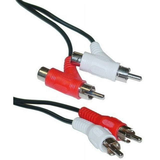 RCA Audio Piggyback Cable, 2 RCA Male to 2 RCA Male + RCA Female Piggyback (6ft)