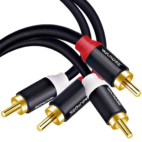 RCA Audio Stereo Cable 10 ft 2RCA Male to Male Audio RCA Cables Dual Shielded Gold-Plated 2 RCA Stereo Cable for car Audio Video Cord, Hi-Fi Systems or Home Theater, HDTV(1, Black,10FT)