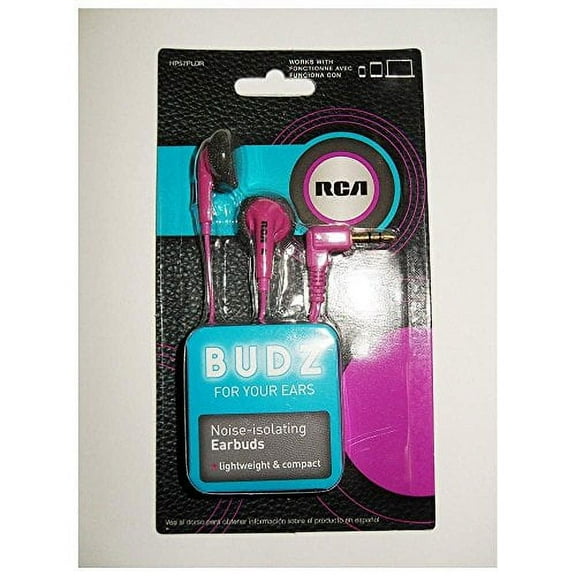 RCA BUDZ HP57PLDR Noise-isolating Earbuds, Pink