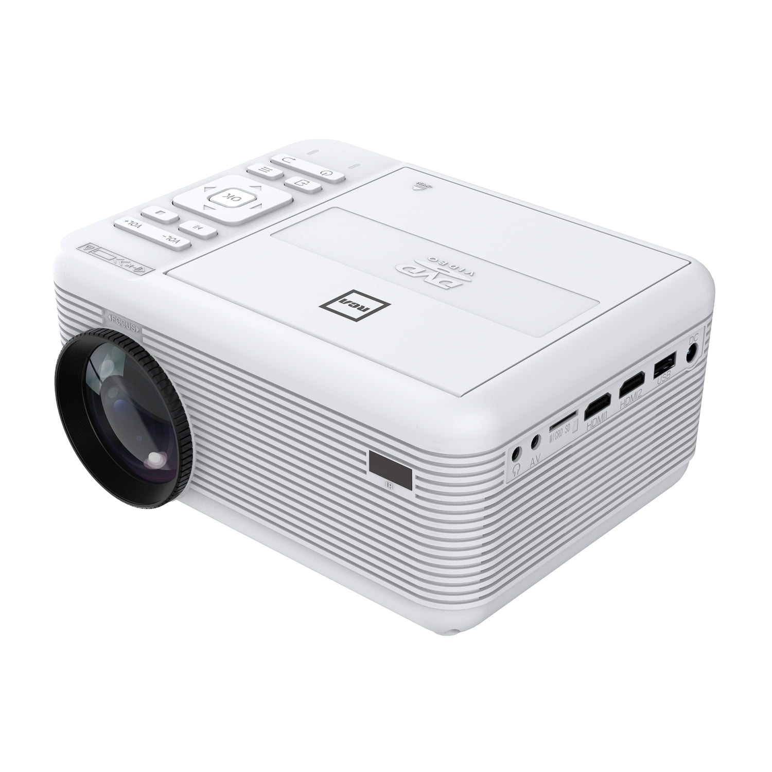 RCA Bluetooth 480p LCD Compact Projector with Builtin DVD Player, 100