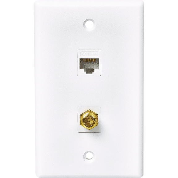 RCA CAT 5E/6 Data & Coax Wall Jack - Pack of 2 Residential Use, Standard Application