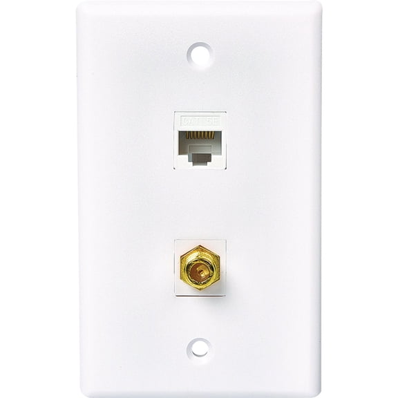 RCA CAT 5E/6 Data & Coax Wall Jack - Single Pack