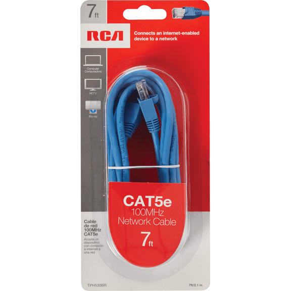 RCA CAT-6 Network Cable - Single Pack Indoor & Outdoor Use, NEC-Compliant