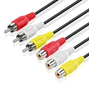 كابل تمديد 3 RCA بطول 15 قدمًا - كابل 3RCA ذكر إلى أنثى أحمر أبيض أصفر - كابل مركب للصوت والفيديو سلك موصل سلكي مقبس توصيل لأقراص DVD وCD وAV TV والستيريو ومكبر الصوت