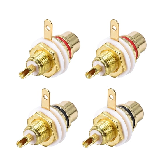 RCA Female Panel Mount Chassis Socket Jack Connector for Amplifier Audio Terminal RCA Plug, 4pcs