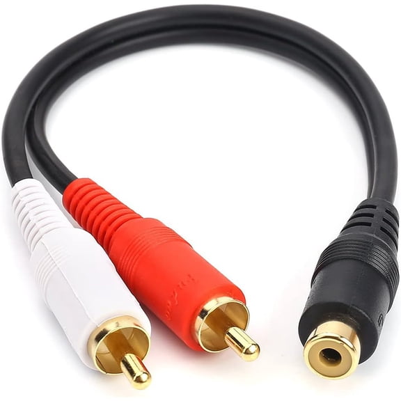 RCA Female to 2 RCA Male Y-Cable Stereo Audio Cable with OFC Conductor Dual Shielding Gold Plated Metal Shell Flexible PVC Jacket (0.2M/0.5FT)