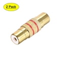 thumbnail image 1 of RCA Female to Female Connector Adapter Coupler for Stereo Audio Video TV Cable Convert , 2Pcs Gold Tone, 1 of 5