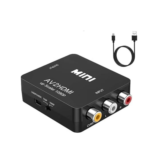 RCA to HDMI,AV to HDMI Converter,1080P Mini RCA Composite CVBS Video Audio Converter Adapter Supporting PAL/NTSC for TV/PC/ PS3/ STB/Xbox VHS/VCR/Blue-Ray DVD Players