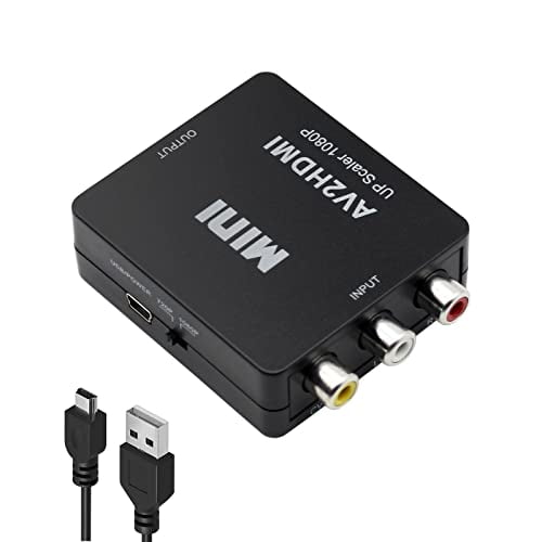RCA to HDMI Converter,AV to HDMI 1080P Composite CVBS AV to HDMI Video Audio Converter Adapter for PAL/NTSC for PC Laptop Xbox PS4 PS3 TV STB VHS VCR Camera DVD